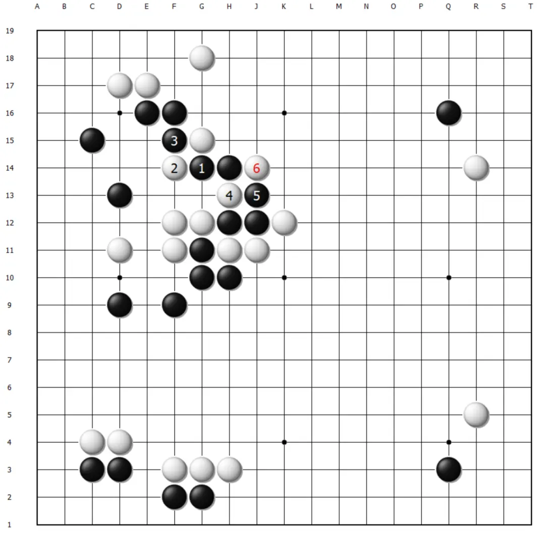 于是转头在, 安定白棋一, 黑棋全盘的